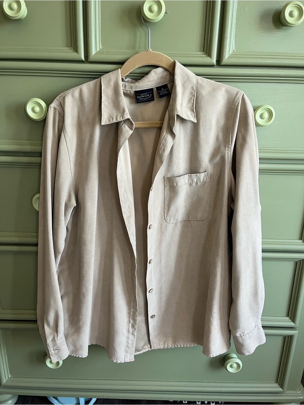 Sonoma Women's Beige Suede Button-Front Blouse
